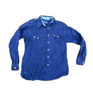 Atlantis Weathergear Button Down Shirt Chest Pockets Blue Mens Size Large Collar